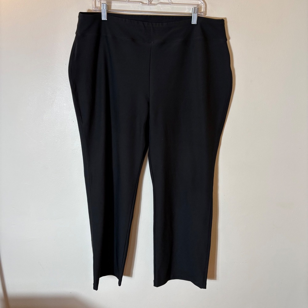 L.L. Bean Pull On Stretch Straight Leg Pants Black Elastic Waist Size XLP